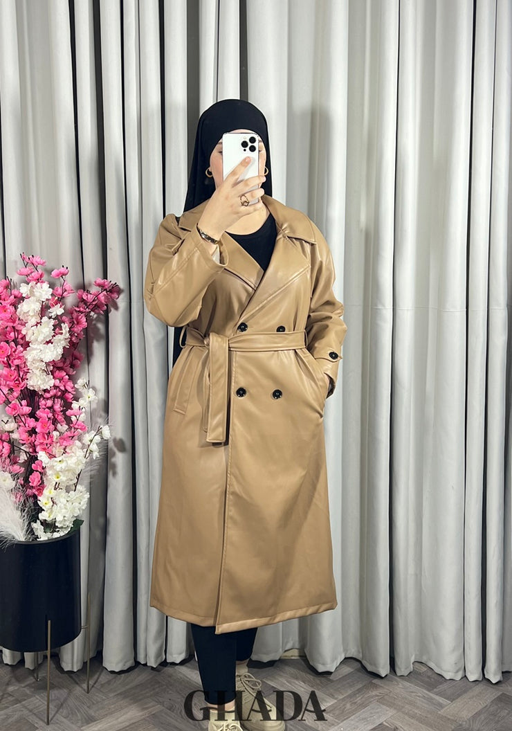 Trench-coat en simili cuir