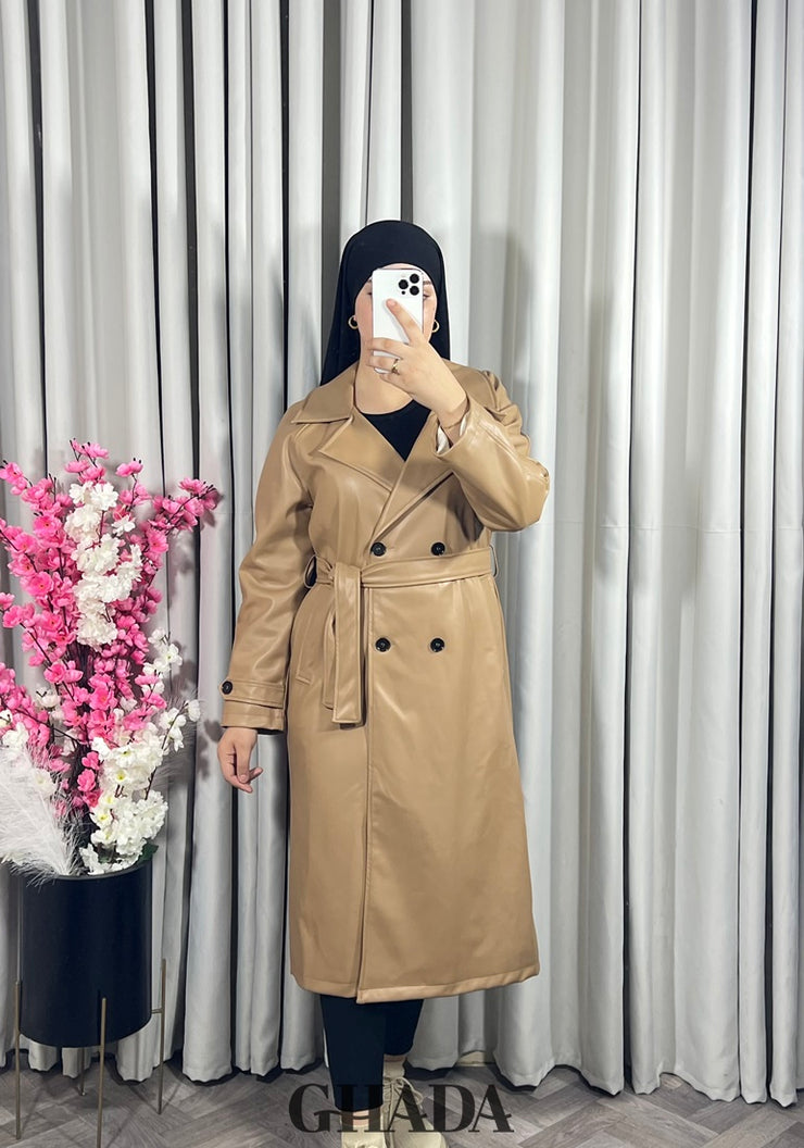 Trench-coat en simili cuir