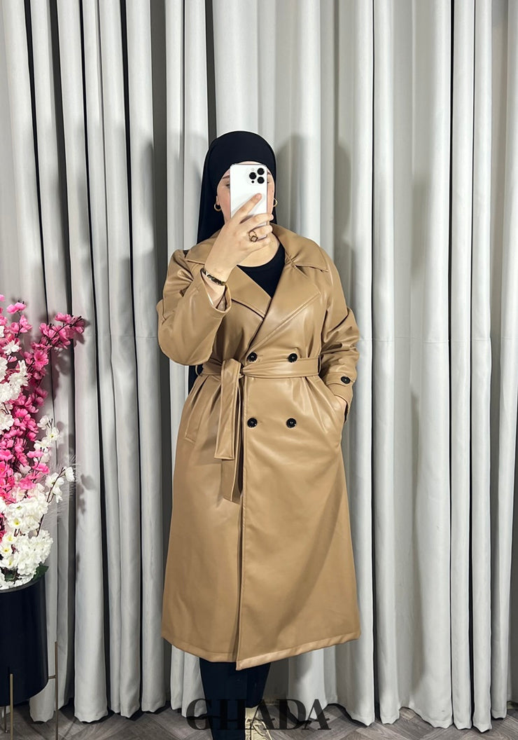 Trench-coat en simili cuir