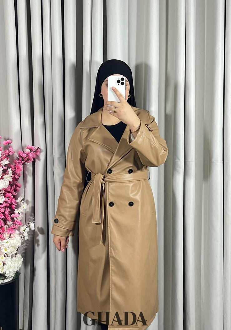 Trench-coat en simili cuir