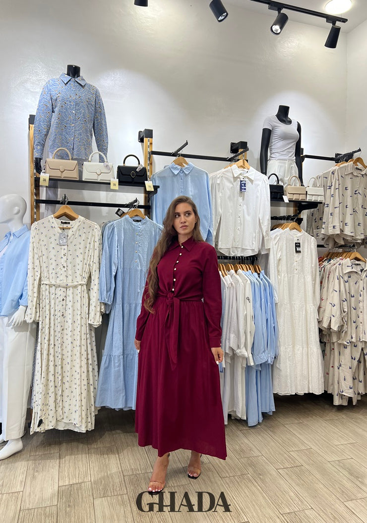 Ensemble chemise avec jupe en Bordeaux