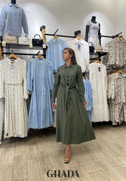Ensemble chemise avec jupe en vert kaki
