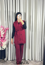 Ensemble gilet et pantalon en bordeaux