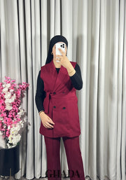Ensemble gilet et pantalon en bordeaux