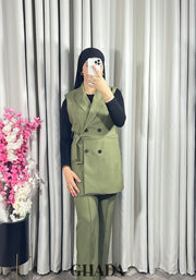 Ensemble gilet et pantalon en vert kaki