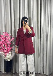 Veste bordeaux à motif léopard