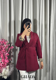 Veste bordeaux à motif léopard