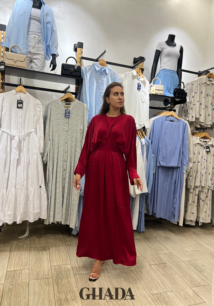Robe longue satinée