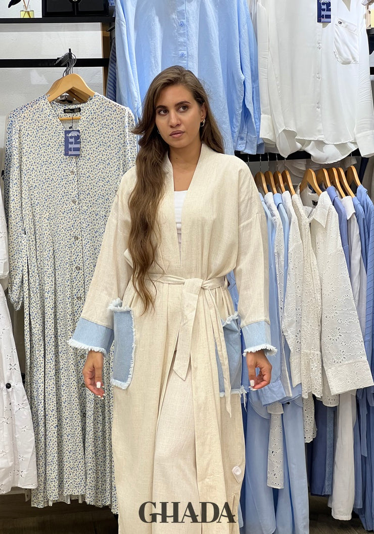 Ensemble satiné avec détail en denim