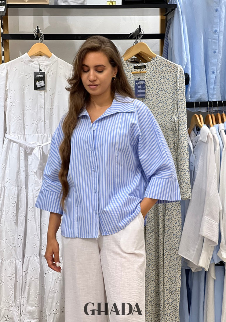 Chemise bleu à rayures