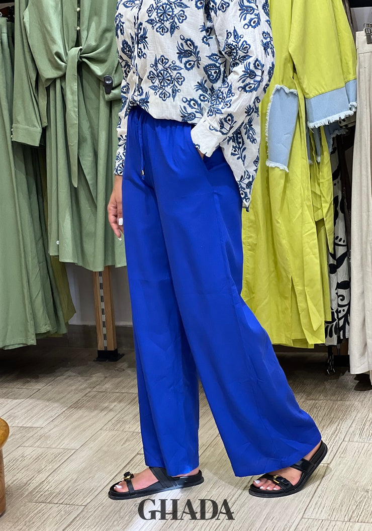 Pantalon en lin bleu