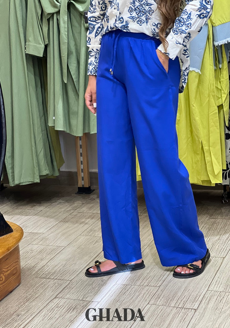 Pantalon en lin bleu
