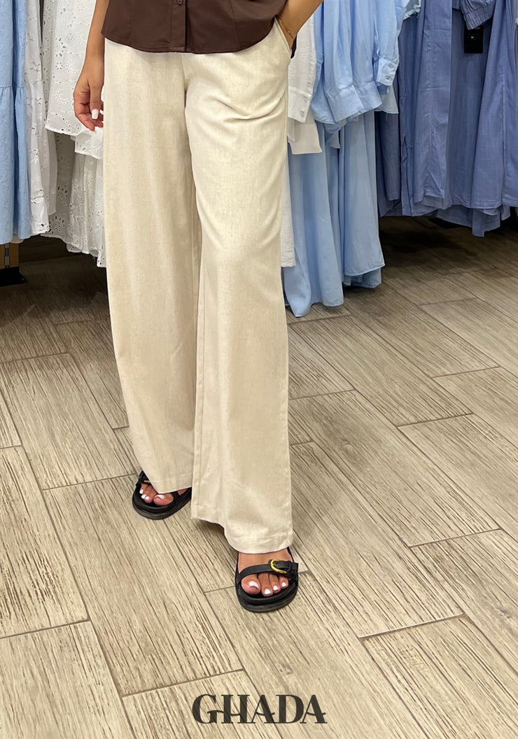 Pantalon en lin beige