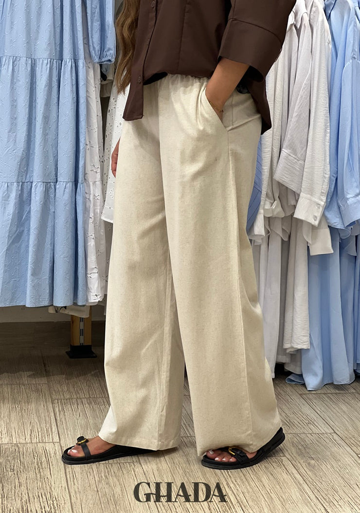 Pantalon en lin beige