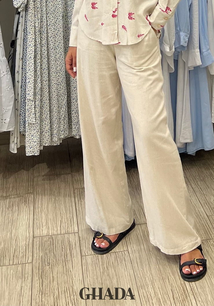 Pantalon en lin beige
