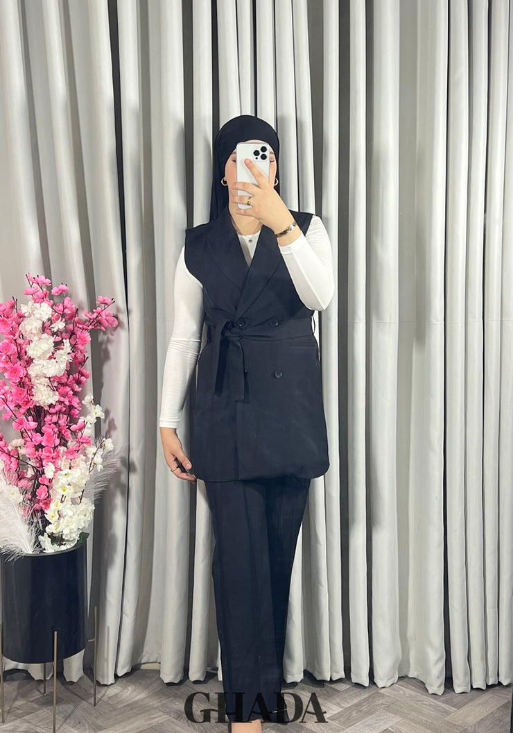 Ensemble gilet et pantalon en noir