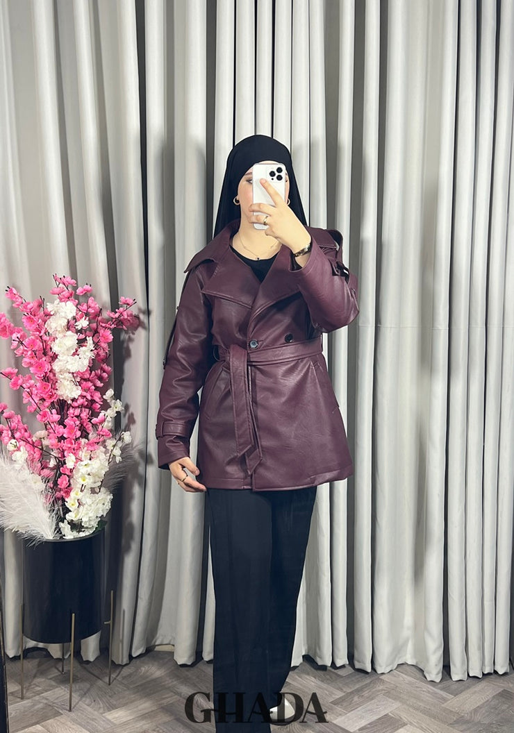 Trench-coat en simili cuir