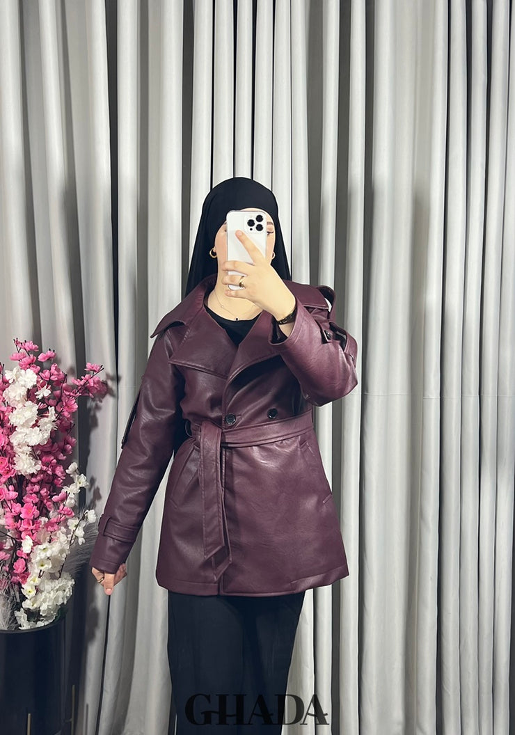 Trench-coat en simili cuir
