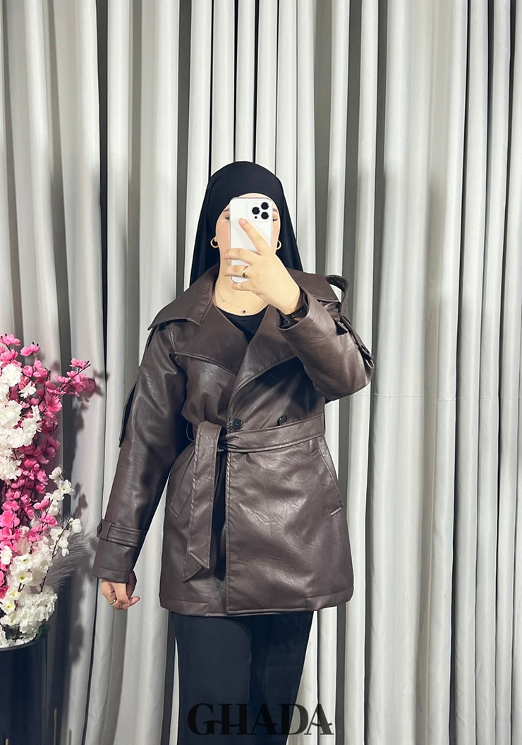 Trench-coat en simili cuir