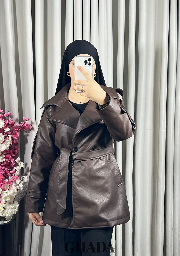 Trench-coat en simili cuir