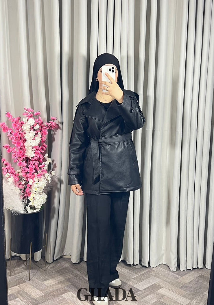 Trench-coat en simili cuir