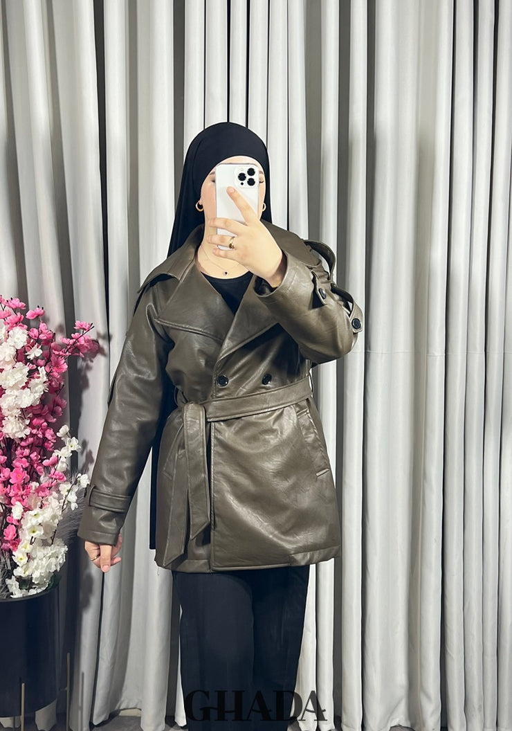 Trench-coat en simili cuir
