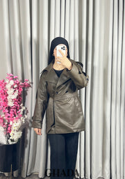 Trench-coat en simili cuir