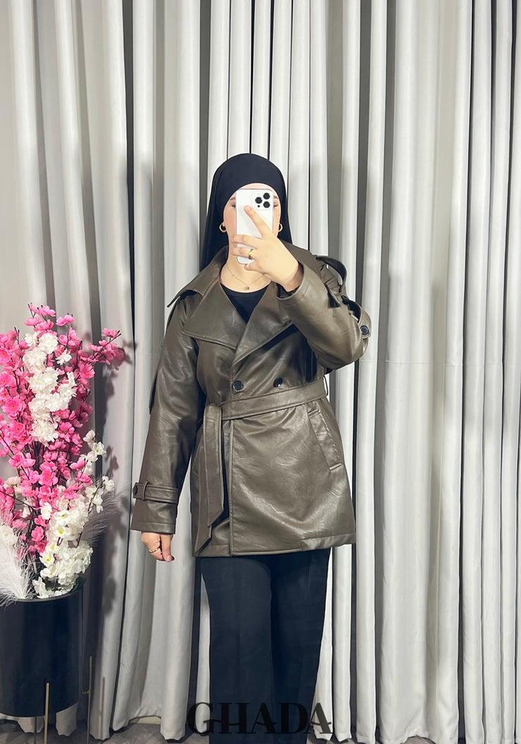 Trench-coat en simili cuir