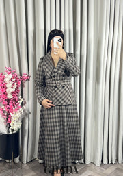 Ensemble veste et jupe à carreaux