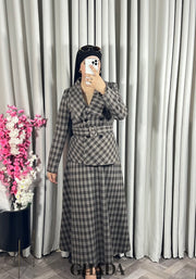 Ensemble veste et jupe à carreaux