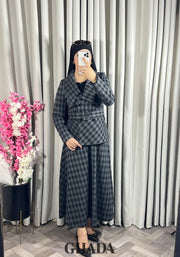 Ensemble veste et jupe à carreaux