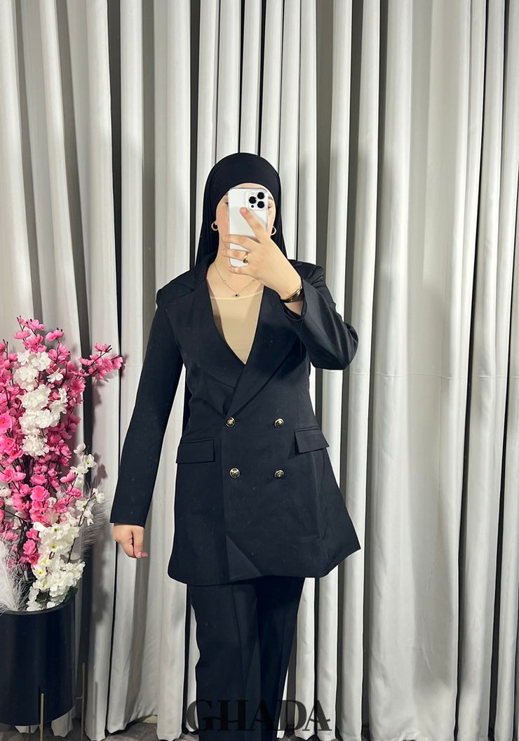 Veste longue en noir