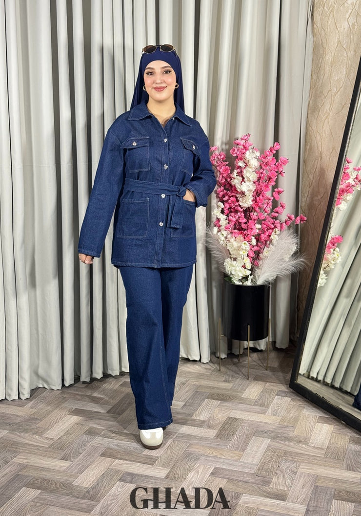 Ensemble en denim bleu
