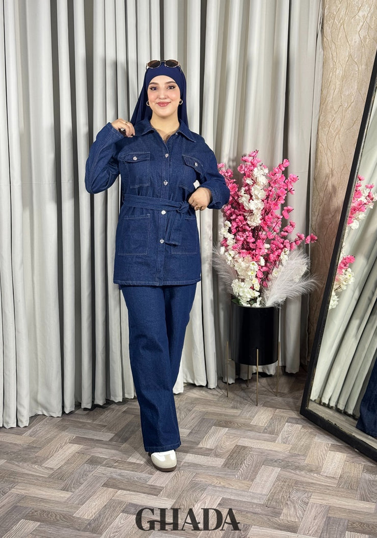 Ensemble en denim bleu