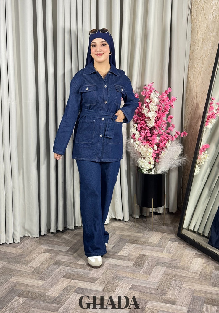 Ensemble en denim bleu