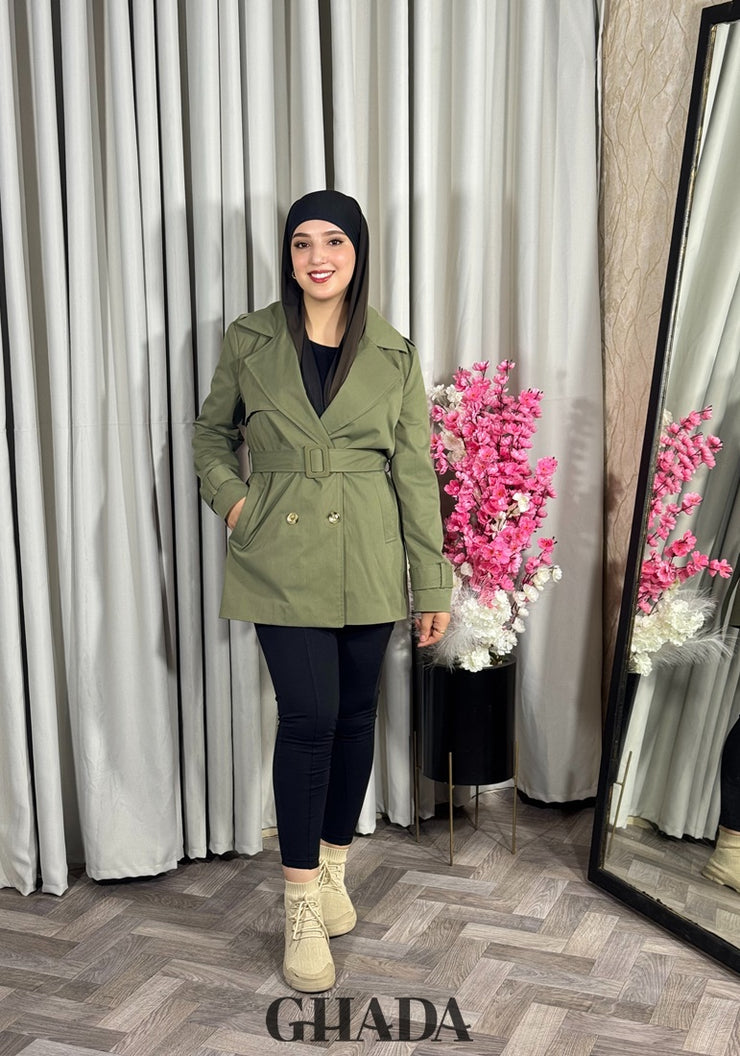 Trench-coat en vert kaki
