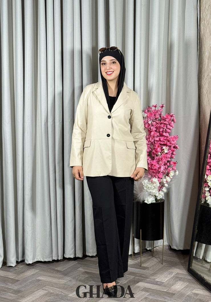 Veste en simili-cuir beige
