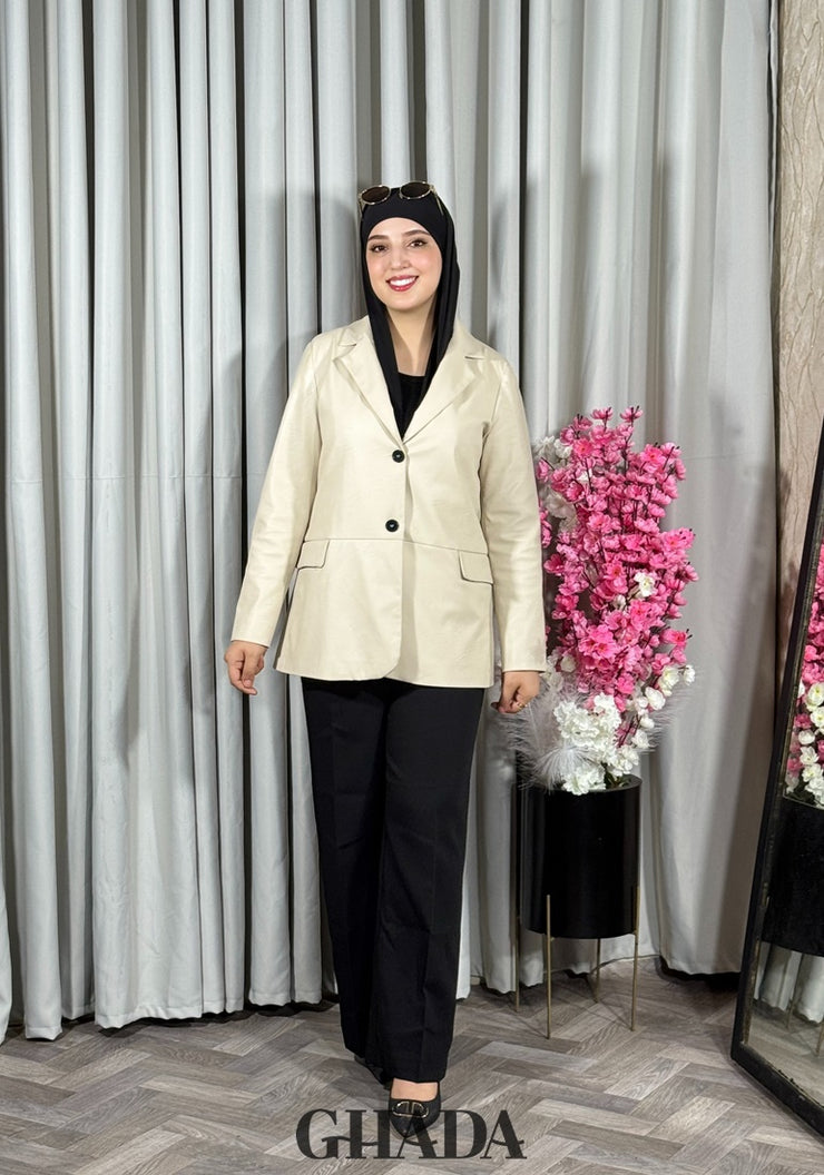 Veste en simili-cuir beige