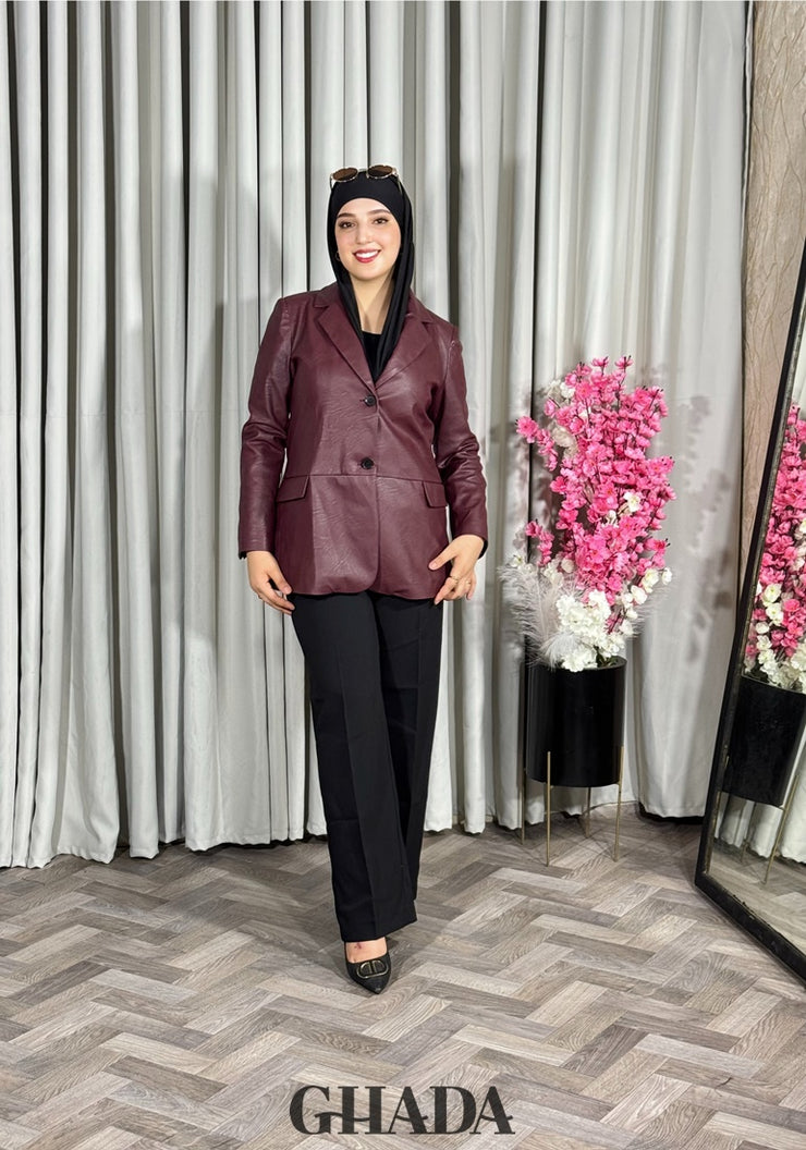 Veste en simili-cuir bordeaux