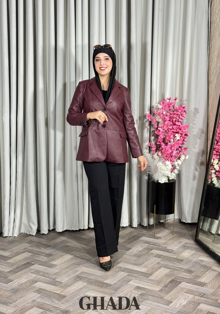 Veste en simili-cuir bordeaux