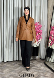 Veste en simili-cuir camel