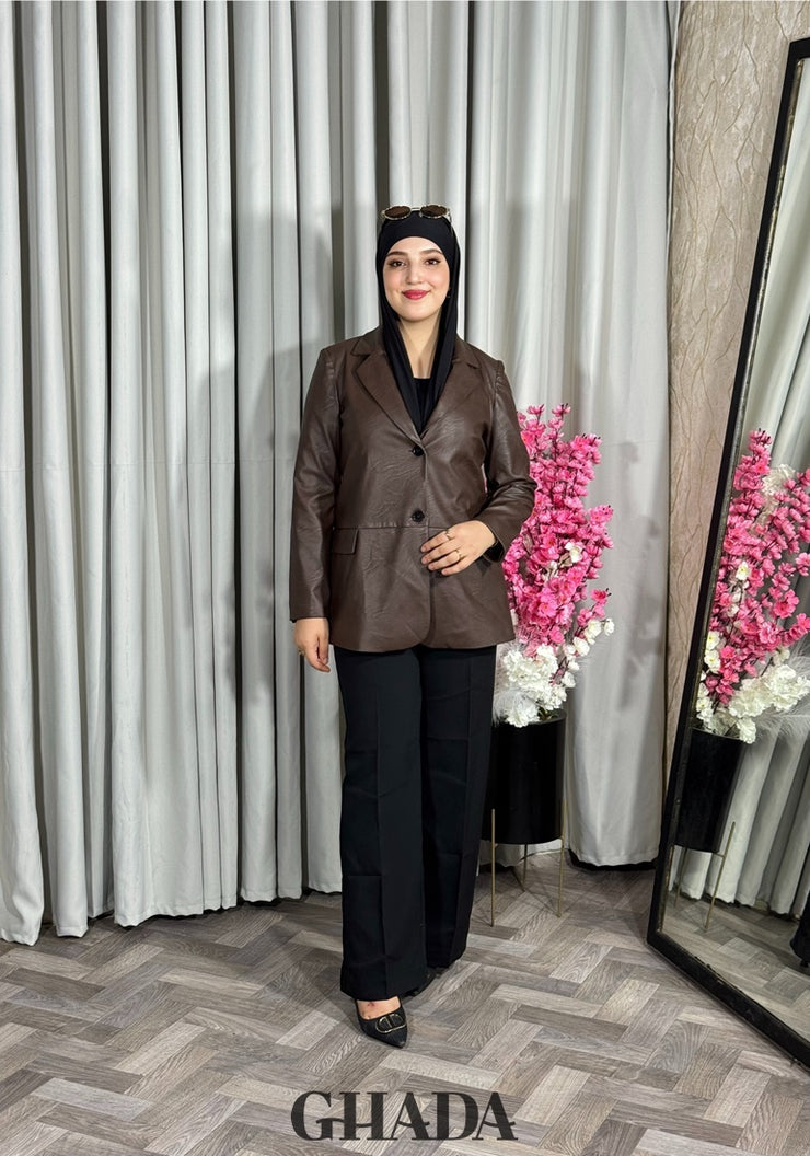 Veste en simili-cuir marron