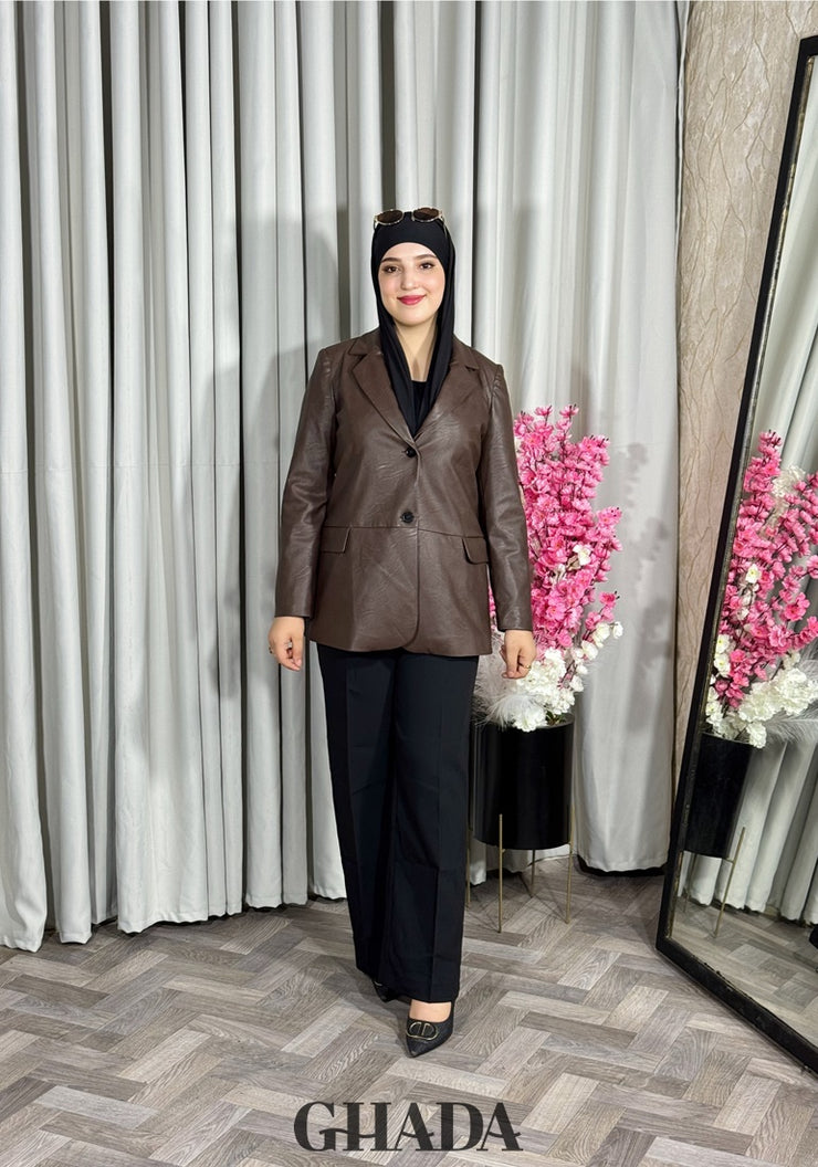 Veste en simili-cuir marron