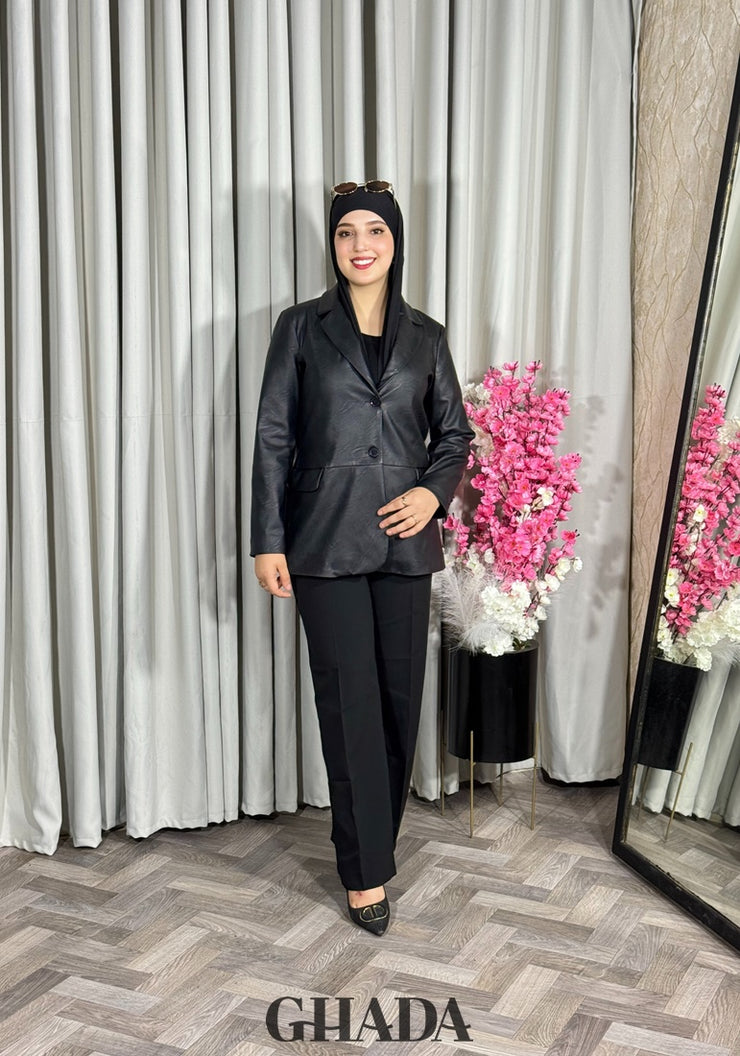 Veste en simili-cuir noir