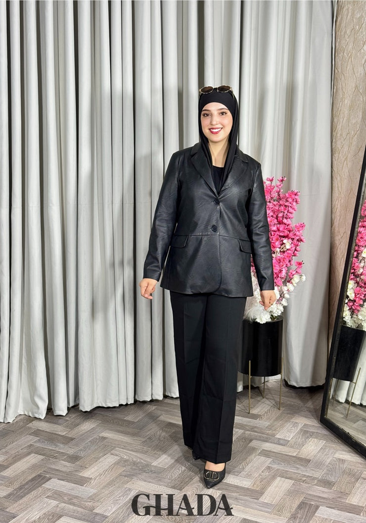 Veste en simili-cuir noir