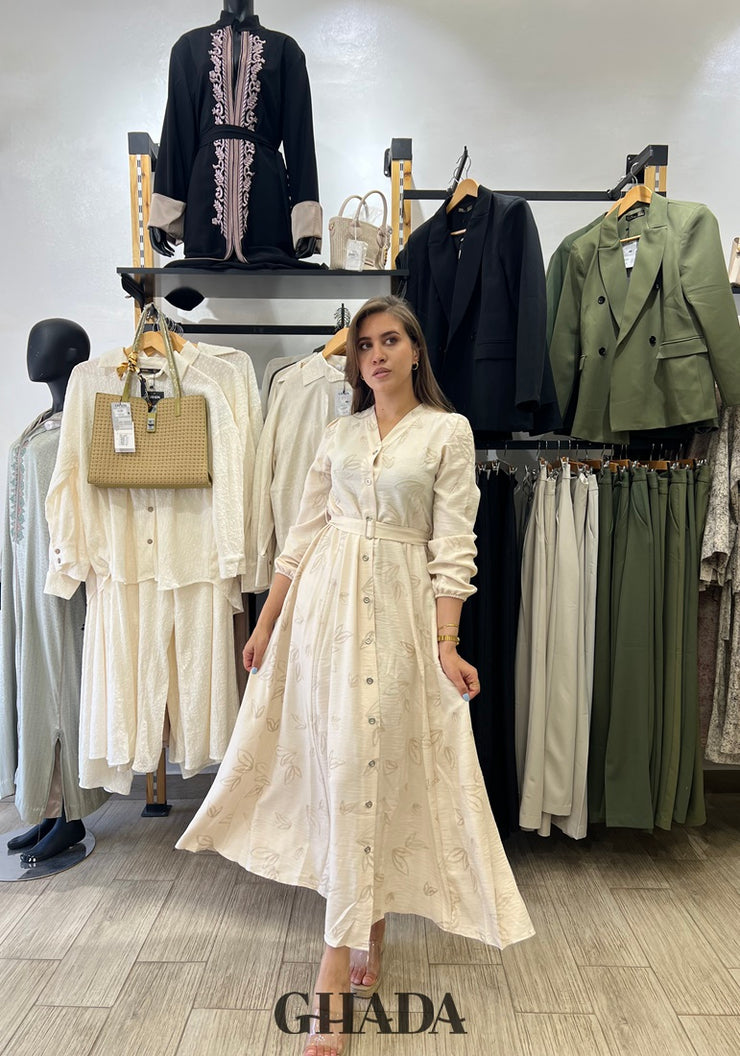 Robe longue à motif brodé