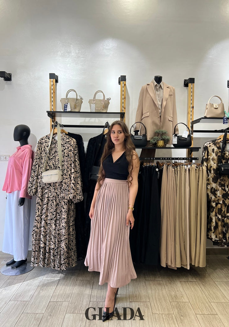 Jupe plissée en beige
