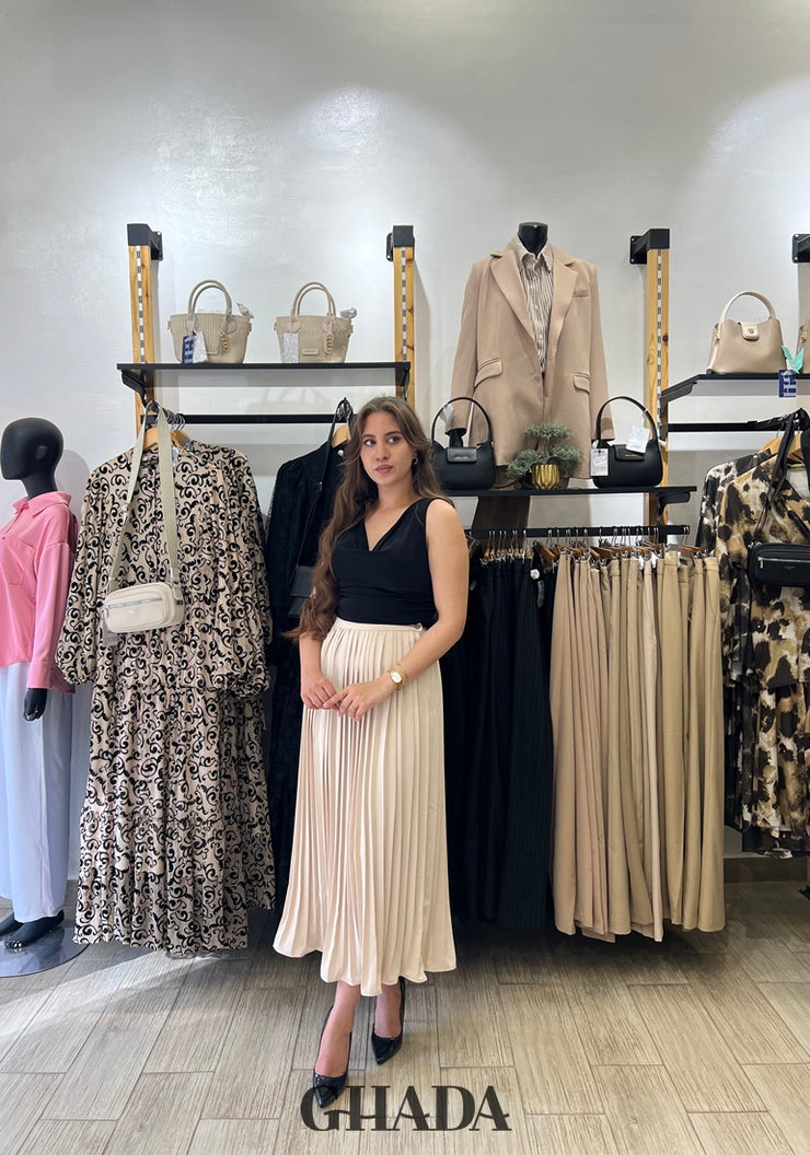 Jupe plissée en beige clair