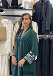 Abaya avec manches brodées