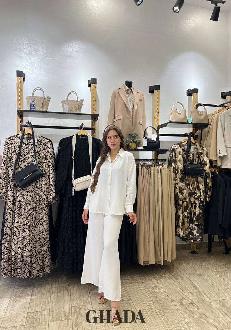 Ensemble satiné en blanc